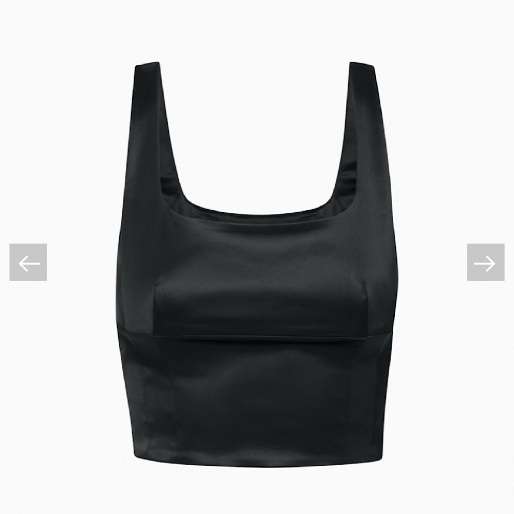 Aritzia Black Satin Top